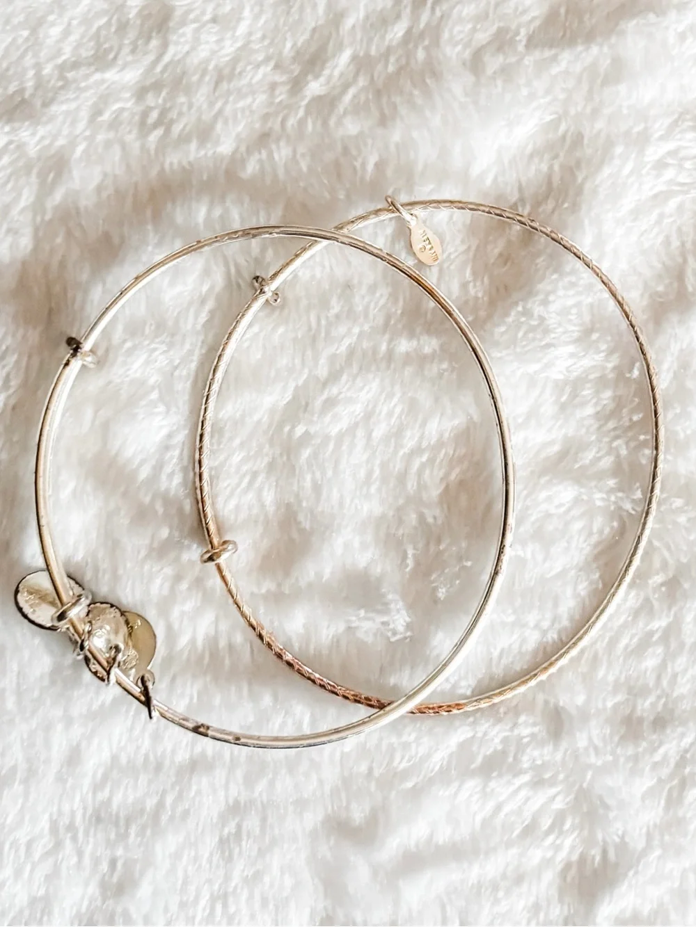 Alex and Ani Textured & Smooth Bangle Bracelet Set - Silver
